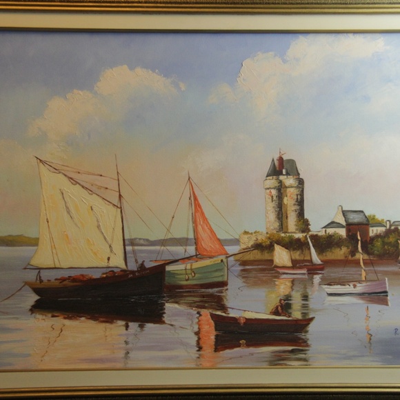 Acrylic on Canvas Painting: Seascape by P. Sykes - Picture 2 of 6